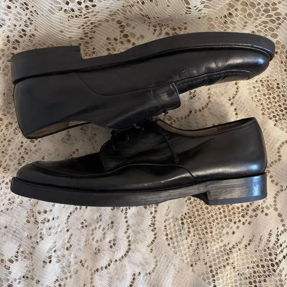Bally Men's US 9 D Classic Black Leather Lace Up Oxford Shoes